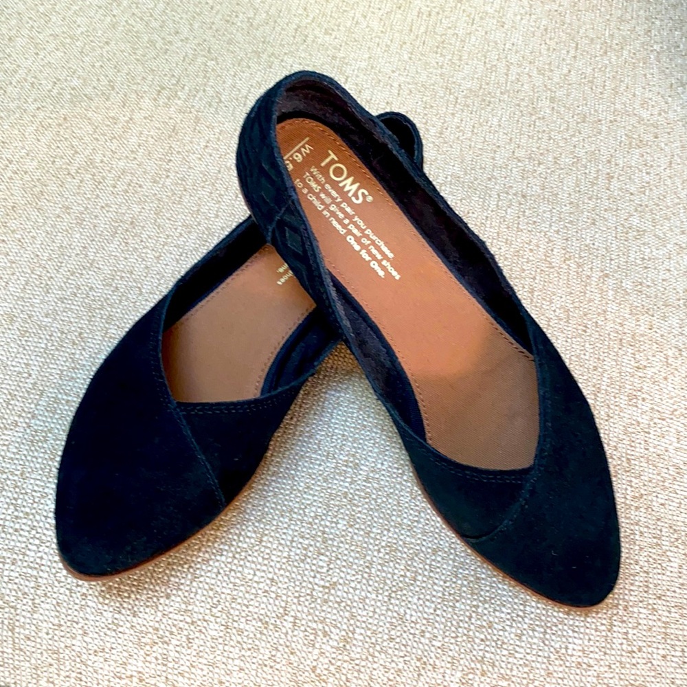 Toms Black Suede Jutti Flat Size 6.5